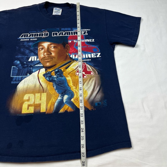 Vtg Boston Red Sox Manny Ramirez Mens T-Shirt Medium Y2K 2001 Dark Blue A6 - Picture 9 of 9